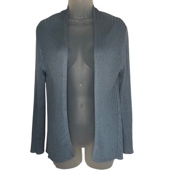 Eileen Fisher Womens XS Blue Ribbed Open Cardigan - Tencel & Organic Cotton silk - Picture 1 of 7